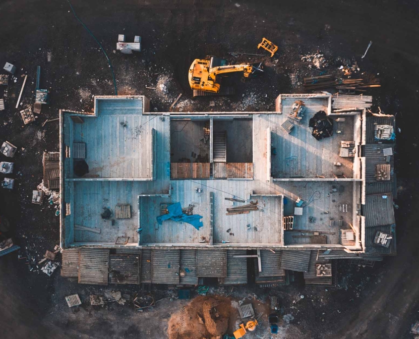 commercial construction arial view