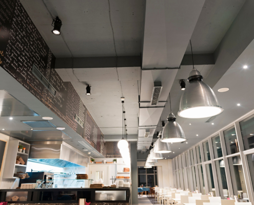 Commercial ventilation system in modern restaurant