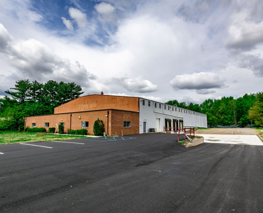 Exterior view of a large commercial warehouse