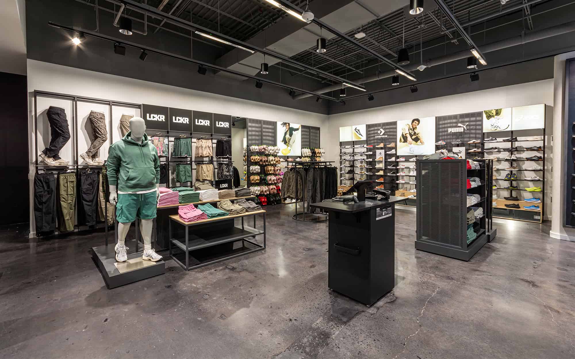 Side view of a clothes display in the Foot Locker store in Willowbrook Mall Side view of a clothes display in the Foot Locker store in Willowbrook Mall